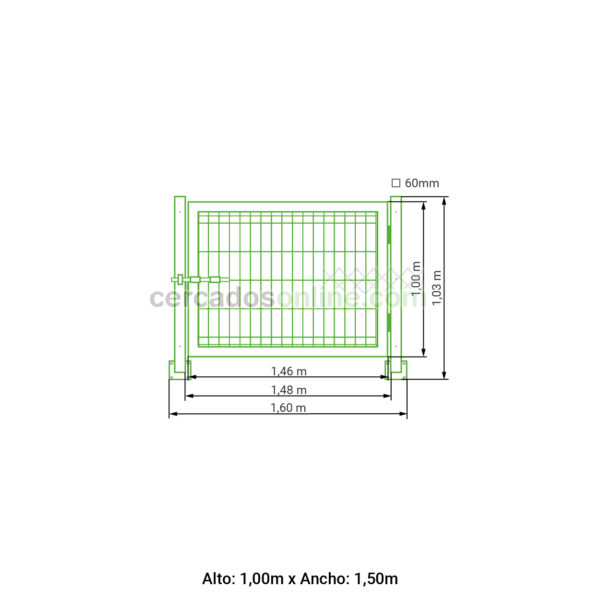 Puerta abatible 1 hoja hércules galvanizada 1,00 metro alto x 1,50 metros ancho - Imagen 6