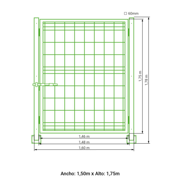 Puerta abatible 1 hoja hércules verde 1,75 metros alto x 1,50 metros ancho - Imagen 6