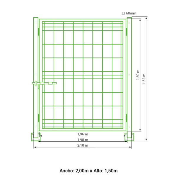 Puerta abatible 1 hoja hércules galvanizada 1,50 metros alto x 2,00 metros ancho - Imagen 6