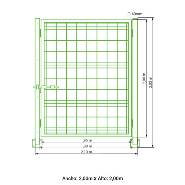 Puerta abatible 1 hoja hércules verde 2,00 metros alto x 2,00 metros ancho - Imagen 6
