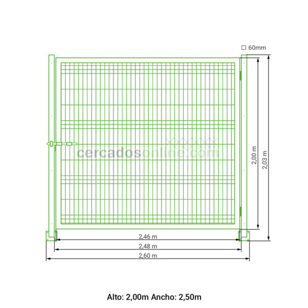Puerta abatible 1 hoja hércules galvanizada 2,00 metros alto x 2,50 metros ancho - Imagen 6