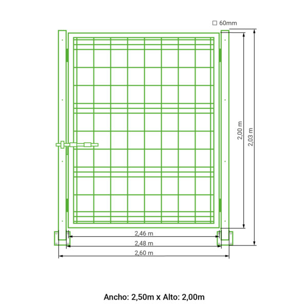 Puerta abatible 1 hoja hércules galvanizada 2,00 metros alto x 2,50 metros ancho - Imagen 6