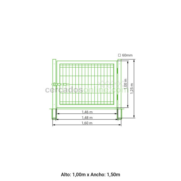 Puerta abatible 1 hoja hércules galvanizada 1,00 metro alto x 1,50 metros ancho - Imagen 7
