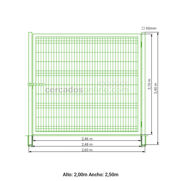 Puerta abatible 1 hoja hércules galvanizada 2,00 metros alto x 2,50 metros ancho - Imagen 7