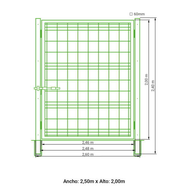 Puerta abatible 1 hoja hércules galvanizada 2,00 metros alto x 2,50 metros ancho - Imagen 7