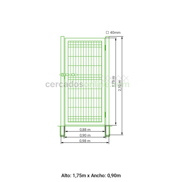 Puerta De Paso Malla Hercules galvanizada 1,75 Metros - Imagen 9