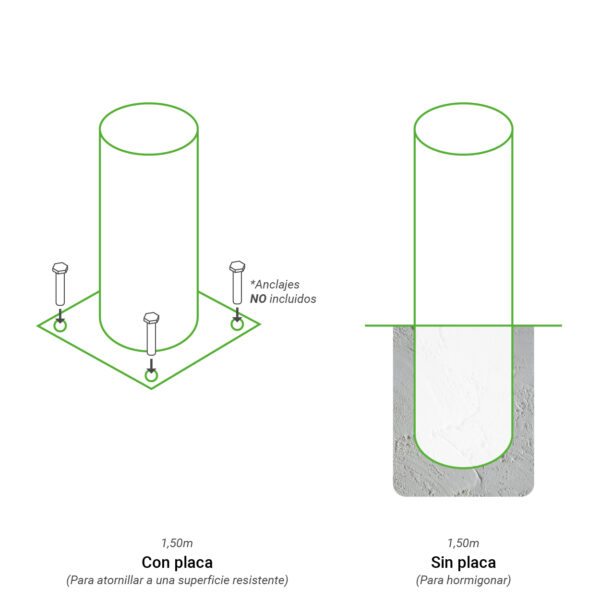 Tornapunta/Apoyo de 1,50 M lacado verde - Imagen 2